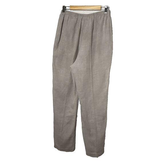 Flax Women’s 100% Linen Pull-On Pants Beige Size M Full Length Straight Leg - Picture 2 of 11